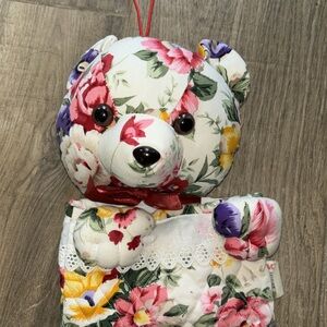 Milaca Vintage teddy bear floral quilted stocking
